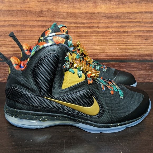 Nike LeBron 9 IX Watch The Throne Men's 11.5 Black Gold 2022 shoes DO9353-001 - Picture 3 of 12